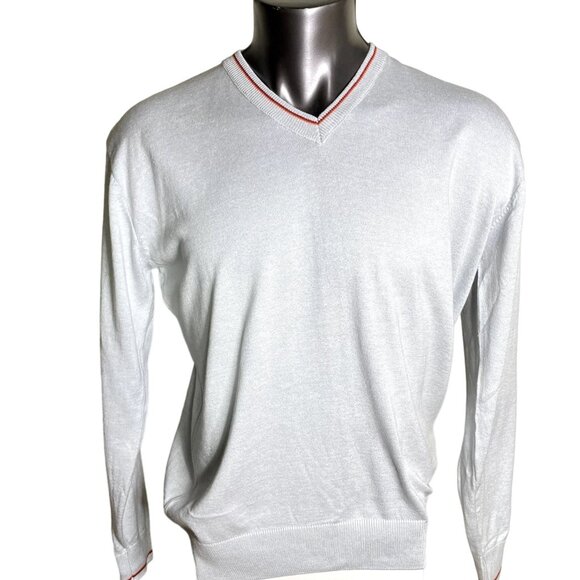 Mens  Gray  Sweater Pullover V Neck Preppy Y2K Shirt Size XL u - Picture 1 of 6